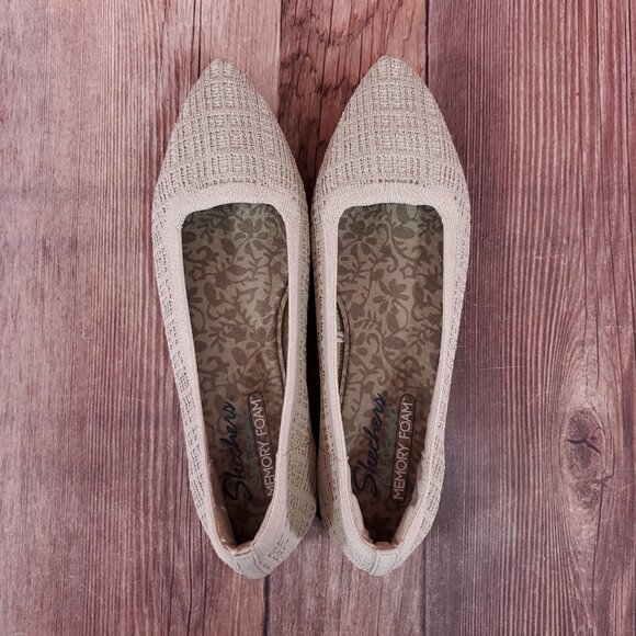 Skechers Cleo Point Toe Ballet Flats Womens Size 8.5 Knit Slip On Natural 158308 - Picture 6 of 15